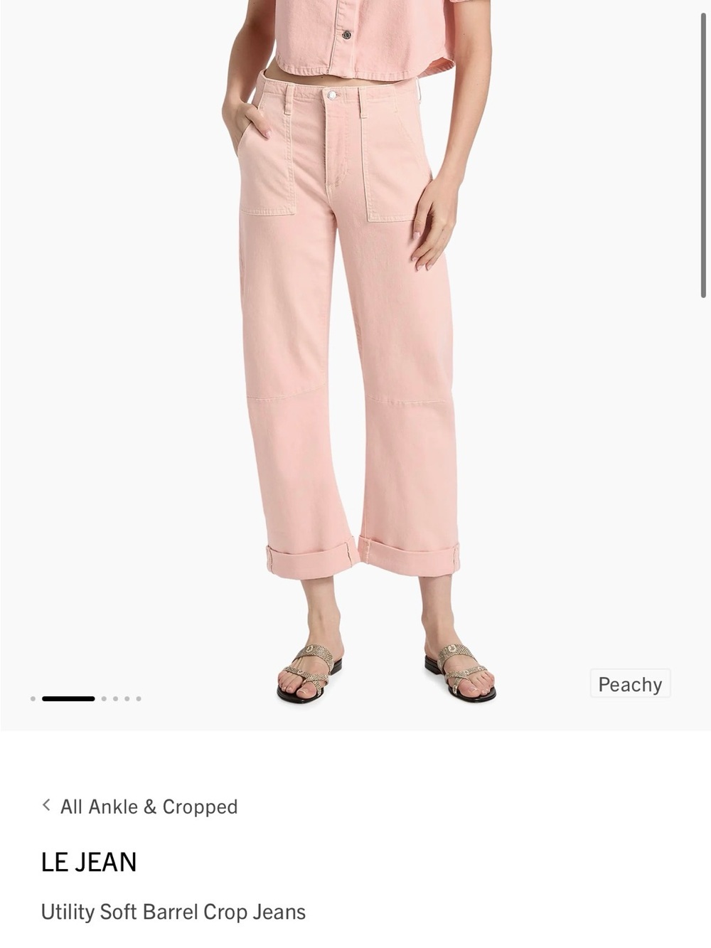Le Jean Utility Soft Barrel Crop Jeans - Peachy Pink
